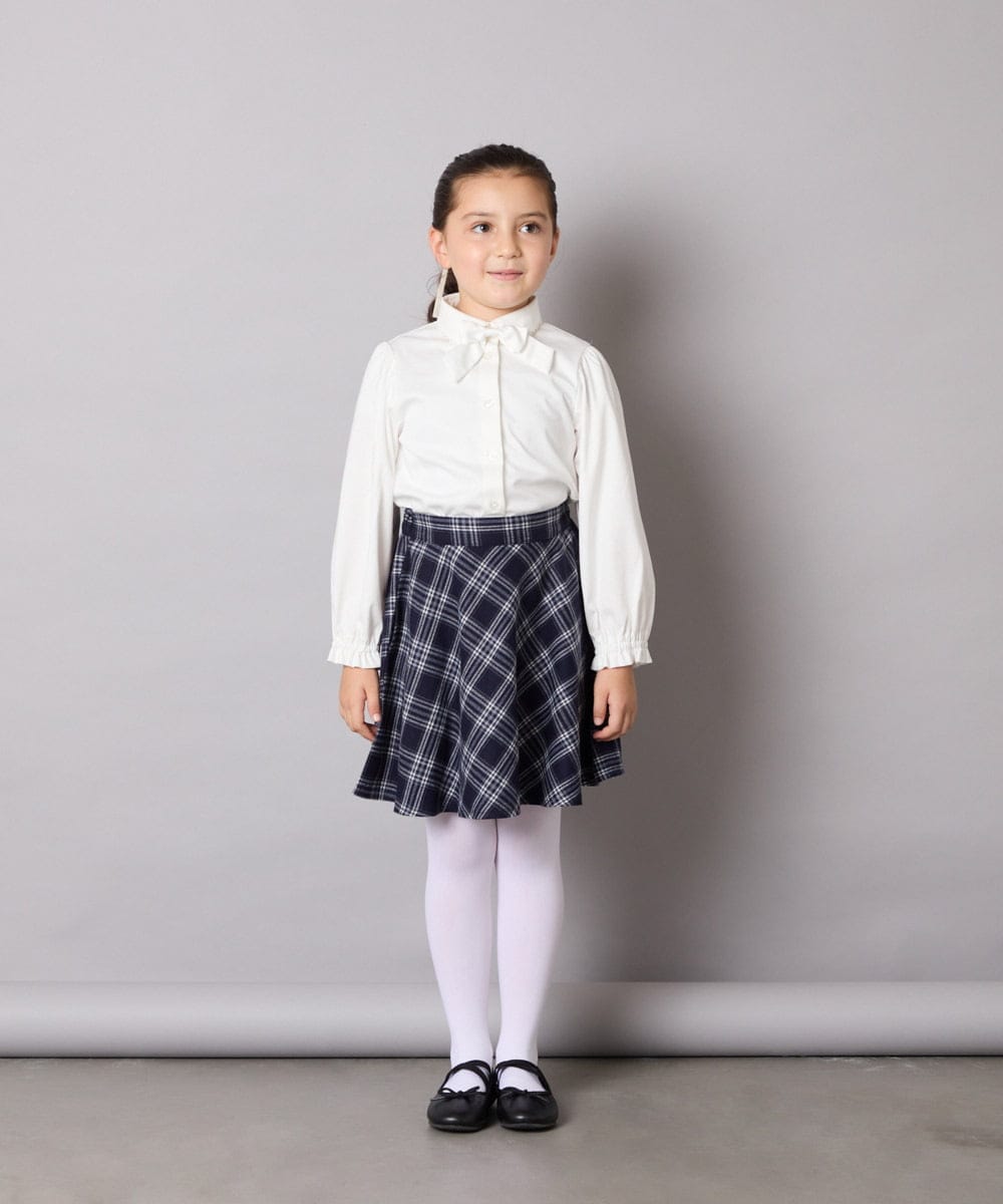 KQBCD01034 a.v.v KIDS(アー・ヴェ・ヴェ) [110-130]リボン付きカットソーブラウス ホワイト