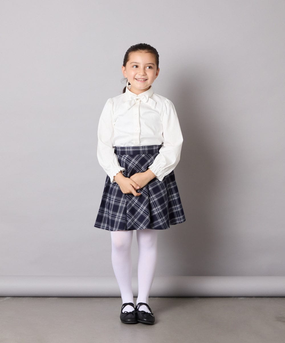 KQBCD01034 a.v.v KIDS(アー・ヴェ・ヴェ) [110-130]リボン付きカットソーブラウス ホワイト