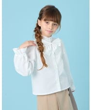 KQBCG01034 a.v.v KIDS(アー・ヴェ・ヴェ) [120-130]【リボン取り外し可能】セレモニーリボン付きブラウス ホワイト