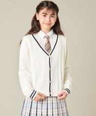 KQCBD01044 a.v.v KIDS(アー・ヴェ・ヴェ) [150-160]【卒服】配色ケーブルカーディガン ホワイト