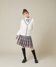 KQCBD01044 a.v.v KIDS(アー・ヴェ・ヴェ) [150-160]【卒服】配色ケーブルカーディガン ホワイト