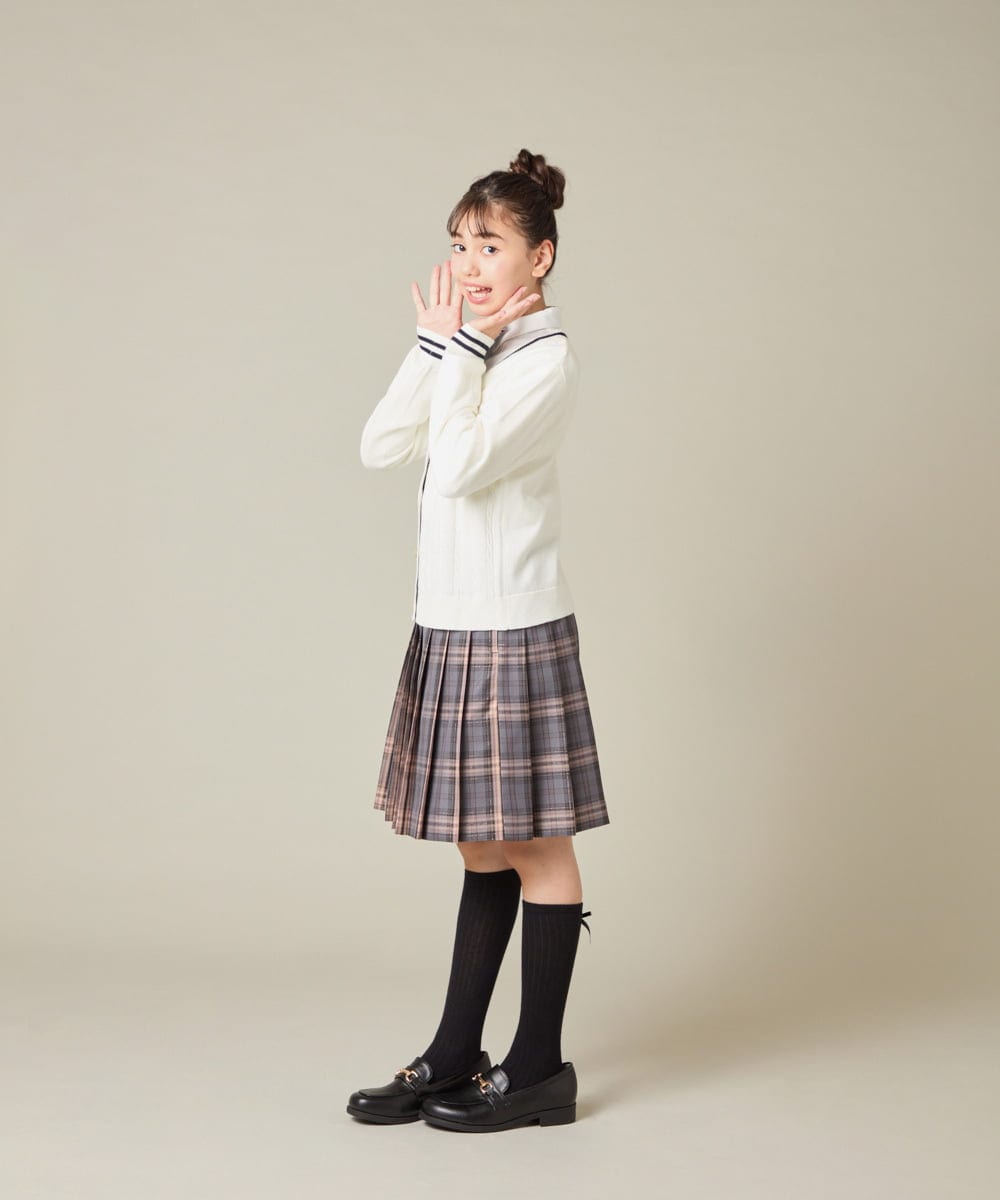 KQCBD01044 a.v.v KIDS(アー・ヴェ・ヴェ) [150-160]【卒服】配色ケーブルカーディガン ホワイト