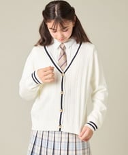 KQCBD01044 a.v.v KIDS(アー・ヴェ・ヴェ) [150-160]【卒服】配色ケーブルカーディガン ホワイト