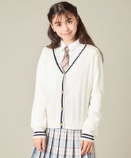 KQCBD01044 a.v.v KIDS(アー・ヴェ・ヴェ) [150-160]【卒服】配色ケーブルカーディガン ホワイト
