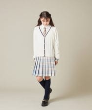 KQCBD01044 a.v.v KIDS(アー・ヴェ・ヴェ) [150-160]【卒服】配色ケーブルカーディガン ホワイト