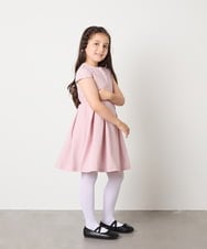 KQEAD01079 a.v.v KIDS(アー・ヴェ・ヴェ) [100-160]パール調衿付きフレアワンピース ピンク