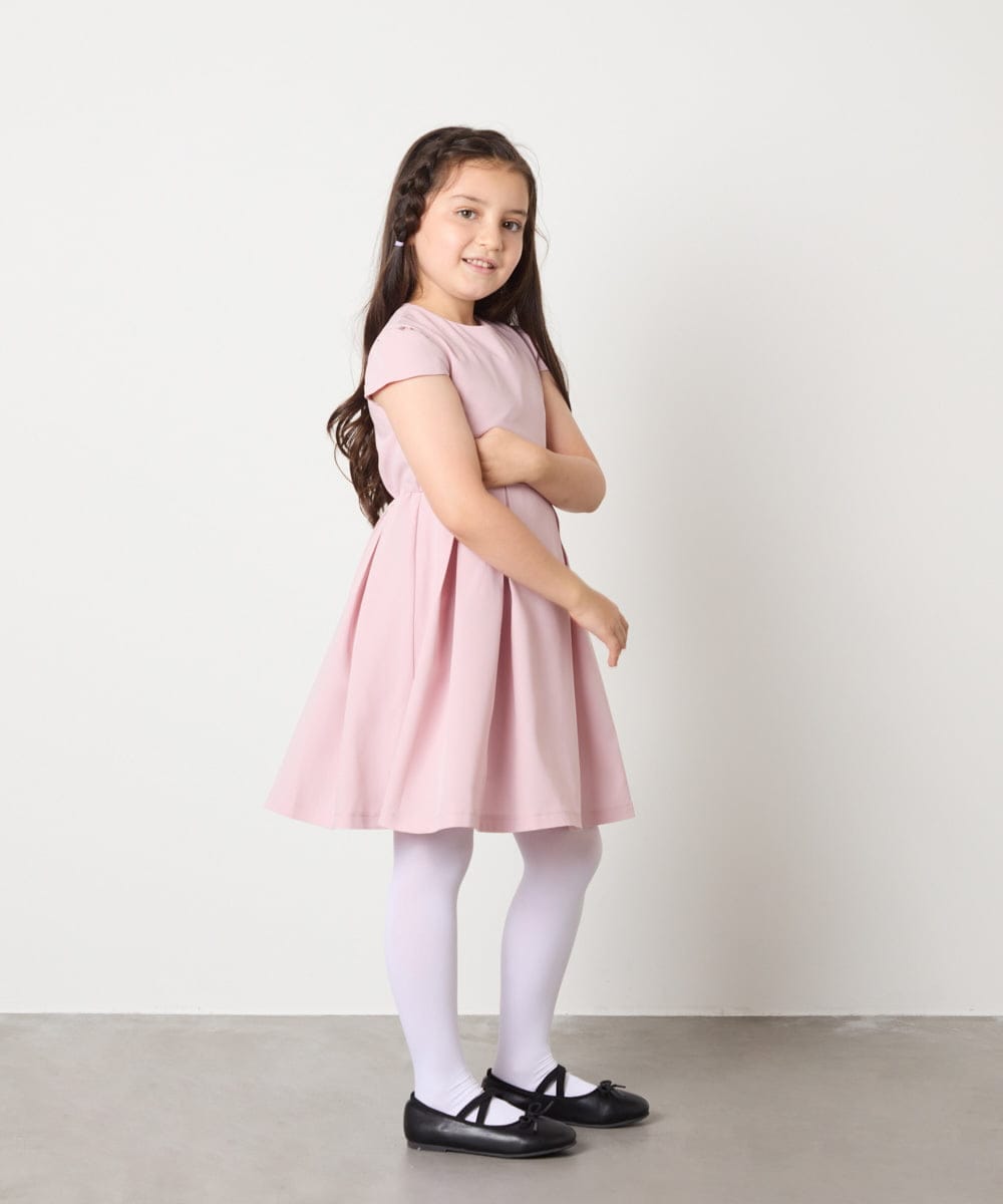 KQEAD01079 a.v.v KIDS(アー・ヴェ・ヴェ) [100-160]パール調衿付きフレアワンピース ピンク