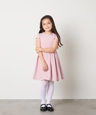 KQEAD01079 a.v.v KIDS(アー・ヴェ・ヴェ) [100-160]パール調衿付きフレアワンピース ピンク