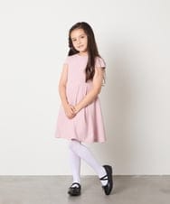 KQEAD01079 a.v.v KIDS(アー・ヴェ・ヴェ) [100-160]パール調衿付きフレアワンピース ピンク