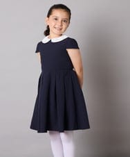 KQEAD01079 a.v.v KIDS(アー・ヴェ・ヴェ) [100-160]パール調衿付きフレアワンピース ピンク