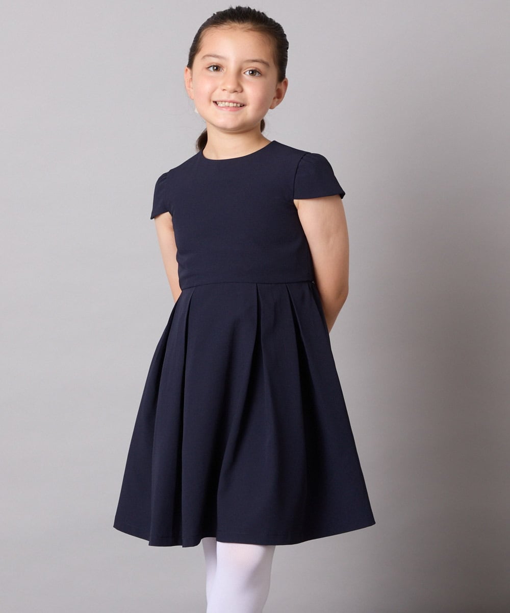 KQEAD01079 a.v.v KIDS(アー・ヴェ・ヴェ) [100-160]パール調衿付きフレアワンピース ピンク