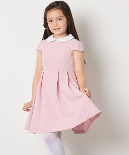 KQEAD01079  [100-160]パール調衿付きフレアワンピース