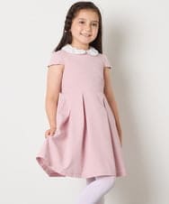 KQEAD01079 a.v.v KIDS(アー・ヴェ・ヴェ) [100-160]パール調衿付きフレアワンピース ピンク