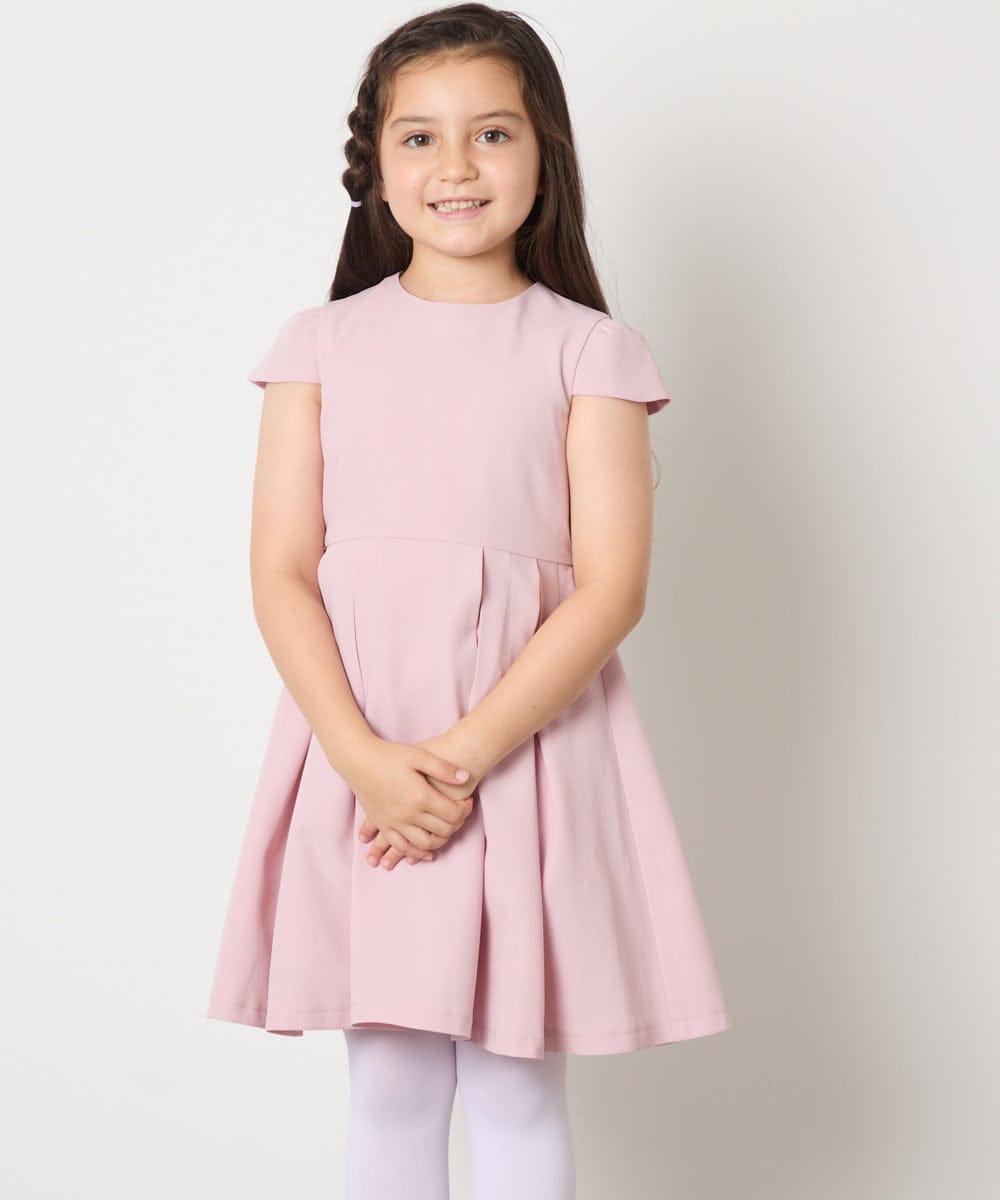 KQEAD01079 a.v.v KIDS(アー・ヴェ・ヴェ) [100-160]パール調衿付きフレアワンピース ピンク