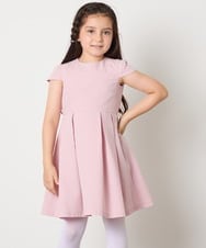 KQEAD01079 a.v.v KIDS(アー・ヴェ・ヴェ) [100-160]パール調衿付きフレアワンピース ピンク