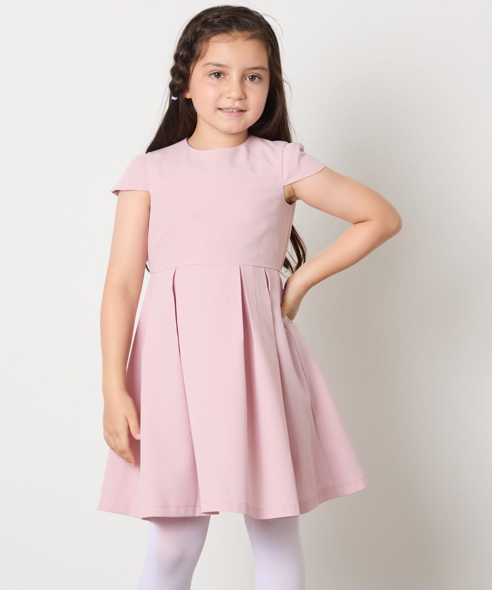 KQEAD01079 a.v.v KIDS(アー・ヴェ・ヴェ) [100-160]パール調衿付きフレアワンピース ピンク