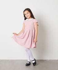 KQEAD01079 a.v.v KIDS(アー・ヴェ・ヴェ) [100-160]パール調衿付きフレアワンピース ピンク