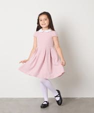 KQEAD01079 a.v.v KIDS(アー・ヴェ・ヴェ) [100-160]パール調衿付きフレアワンピース ピンク