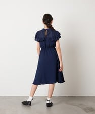 KQEAD02089 a.v.v KIDS(アー・ヴェ・ヴェ) [100-160]レース切り替えフリルワンピース ネイビー