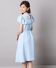 KQEAD02089 a.v.v KIDS(アー・ヴェ・ヴェ) [100-160]レース切り替えフリルワンピース ネイビー