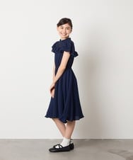 KQEAD02089 a.v.v KIDS(アー・ヴェ・ヴェ) [100-160]レース切り替えフリルワンピース ネイビー