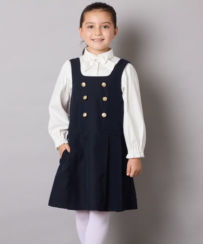 KQEAD04059  [100-160]メタルボタンタックプリーツジャンスカ