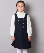 KQEAD04059 a.v.v KIDS(アー・ヴェ・ヴェ) [100-160]メタルボタンタックプリーツジャンスカ ネイビー