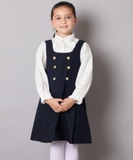 KQEAD04059 a.v.v KIDS(アー・ヴェ・ヴェ) [100-160]メタルボタンタックプリーツジャンスカ ネイビー