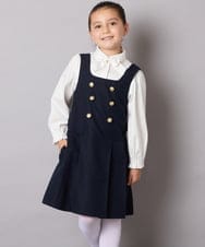 KQEAD04059 a.v.v KIDS(アー・ヴェ・ヴェ) [100-160]メタルボタンタックプリーツジャンスカ ネイビー