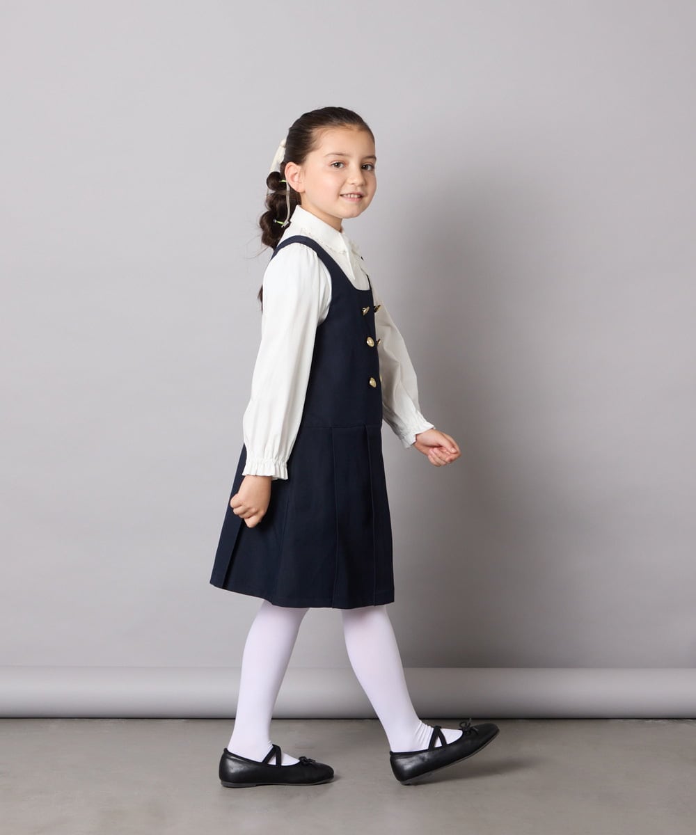 KQEAD04059 a.v.v KIDS(アー・ヴェ・ヴェ) [100-160]メタルボタンタックプリーツジャンスカ ネイビー