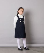 KQEAD04059 a.v.v KIDS(アー・ヴェ・ヴェ) [100-160]メタルボタンタックプリーツジャンスカ ネイビー