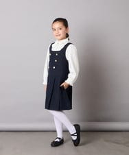 KQEAD04059 a.v.v KIDS(アー・ヴェ・ヴェ) [100-160]メタルボタンタックプリーツジャンスカ ネイビー