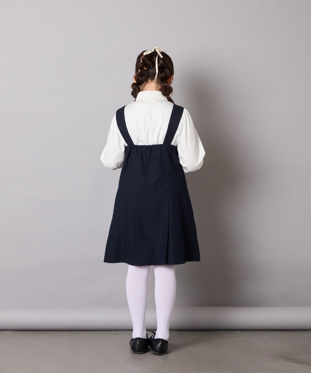 KQEAD04059 a.v.v KIDS(アー・ヴェ・ヴェ) [100-160]メタルボタンタックプリーツジャンスカ ネイビー