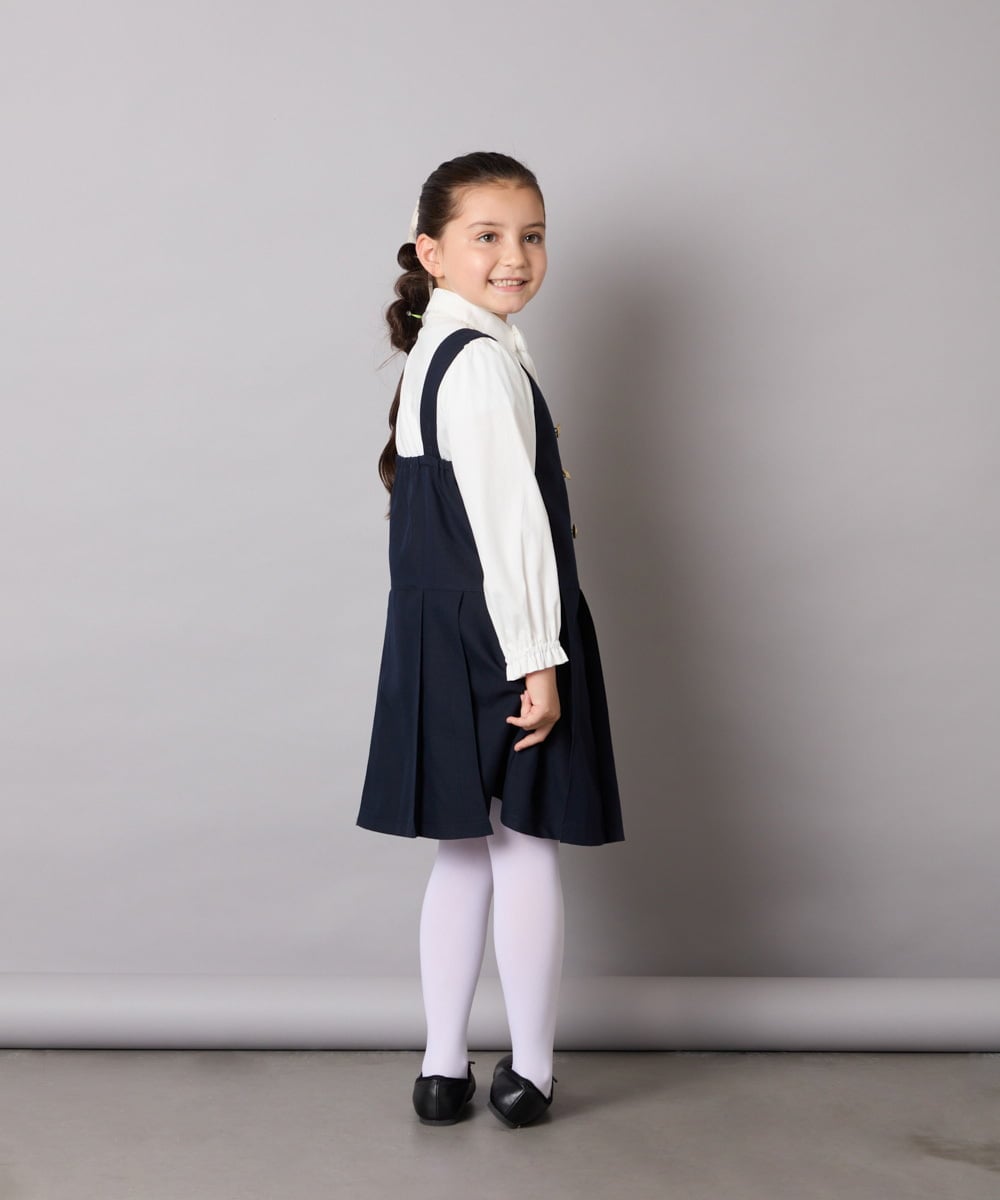 KQEAD04059 a.v.v KIDS(アー・ヴェ・ヴェ) [100-160]メタルボタンタックプリーツジャンスカ ネイビー