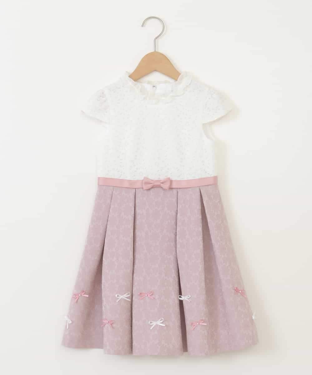 KQECA01129 a.v.v KIDS(アー・ヴェ・ヴェ) [100-130]【セレモニー】フラワージャカードワンピース ピンク