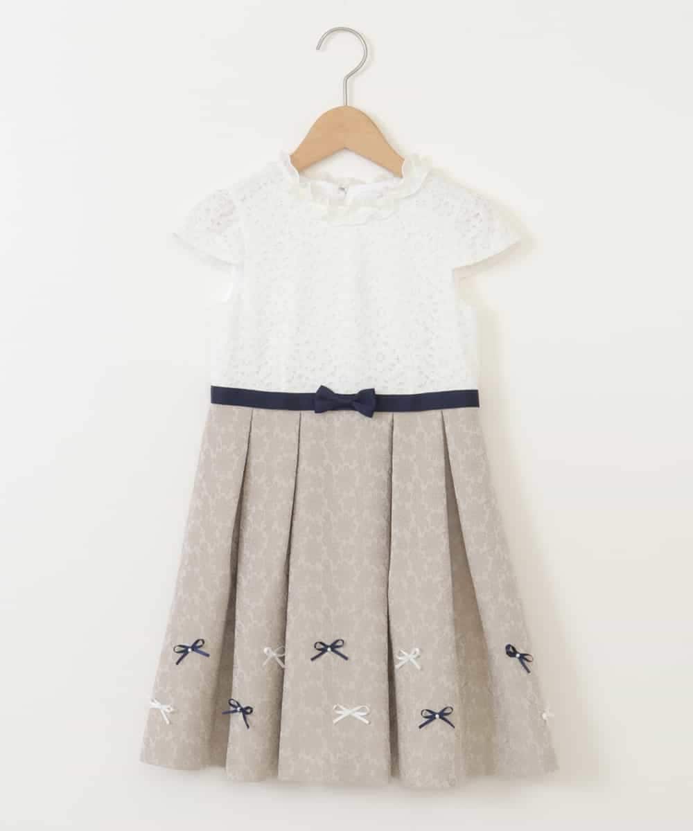 KQECA01129 a.v.v KIDS(アー・ヴェ・ヴェ) [100-130]【セレモニー】フラワージャカードワンピース ベージュ