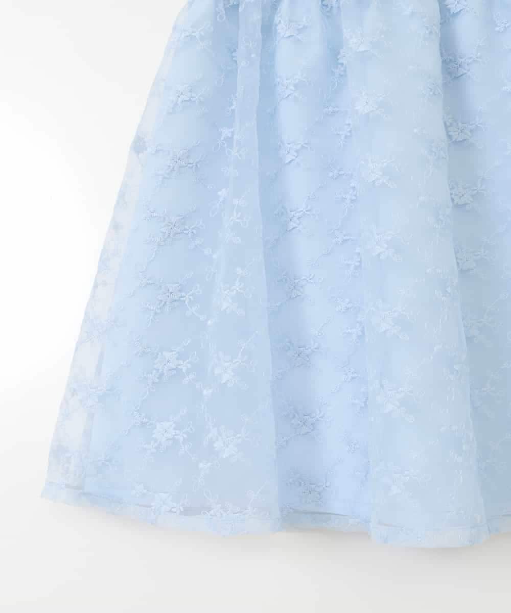 KQECA02129 a.v.v KIDS(アー・ヴェ・ヴェ) [100-130]【セレモニー】オーガンジーフラワー刺繍ワンピース ライトブルー