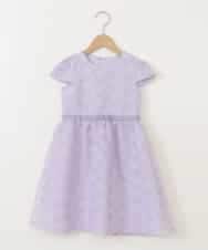 KQECA02129 a.v.v KIDS(アー・ヴェ・ヴェ) [100-130]【セレモニー】オーガンジーフラワー刺繍ワンピース ラベンダー