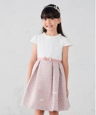 KQECD01129 a.v.v KIDS(アー・ヴェ・ヴェ) [110-130]【セレモニー/オケージョン/結婚式】フラワージャガードフィット＆フレアワンピース ピンク
