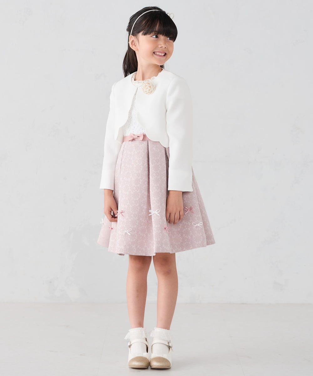 KQECD01129 a.v.v KIDS(アー・ヴェ・ヴェ) [110-130]【セレモニー/オケージョン/結婚式】フラワージャガードフィット＆フレアワンピース ピンク