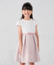 KQECD01129 a.v.v KIDS(アー・ヴェ・ヴェ) [110-130]【セレモニー/オケージョン/結婚式】フラワージャガードフィット＆フレアワンピース ピンク