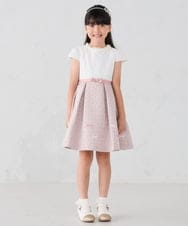 KQECD01129 a.v.v KIDS(アー・ヴェ・ヴェ) [110-130]【セレモニー/オケージョン/結婚式】フラワージャガードフィット＆フレアワンピース ピンク