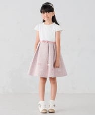 KQECD01129 a.v.v KIDS(アー・ヴェ・ヴェ) [110-130]【セレモニー/オケージョン/結婚式】フラワージャガードフィット＆フレアワンピース ピンク