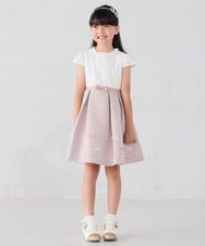 KQECD01129 a.v.v KIDS(アー・ヴェ・ヴェ) [110-130]【セレモニー/オケージョン/結婚式】フラワージャガードフィット＆フレアワンピース ピンク
