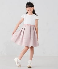 KQECD01129 a.v.v KIDS(アー・ヴェ・ヴェ) [110-130]【セレモニー/オケージョン/結婚式】フラワージャガードフィット＆フレアワンピース ピンク