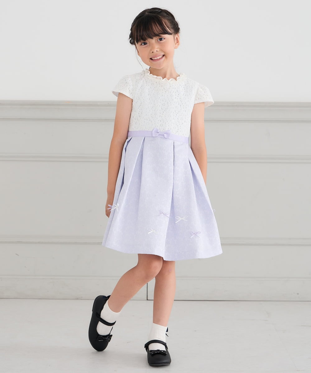 KQECD01129 a.v.v KIDS(アー・ヴェ・ヴェ) [110-130]【セレモニー/オケージョン/結婚式】フラワージャガードフィット＆フレアワンピース ラベンダー