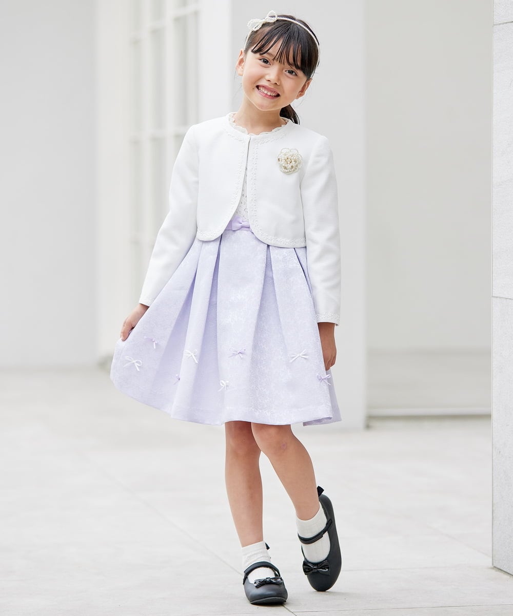 KQECD01129 a.v.v KIDS(アー・ヴェ・ヴェ) [110-130]【セレモニー/オケージョン/結婚式】フラワージャガードフィット＆フレアワンピース ラベンダー