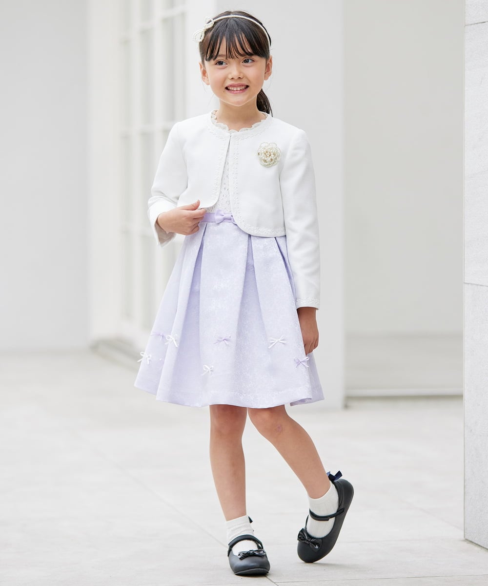 KQECD01129 a.v.v KIDS(アー・ヴェ・ヴェ) [110-130]【セレモニー/オケージョン/結婚式】フラワージャガードフィット＆フレアワンピース ラベンダー