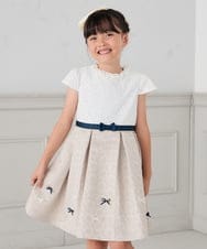 KQECD01129 a.v.v KIDS(アー・ヴェ・ヴェ) [110-130]【セレモニー/オケージョン/結婚式】フラワージャガードフィット＆フレアワンピース ベージュ