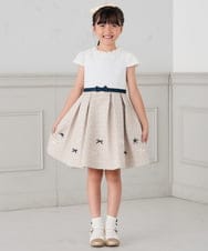 KQECD01129 a.v.v KIDS(アー・ヴェ・ヴェ) [110-130]【セレモニー/オケージョン/結婚式】フラワージャガードフィット＆フレアワンピース ベージュ